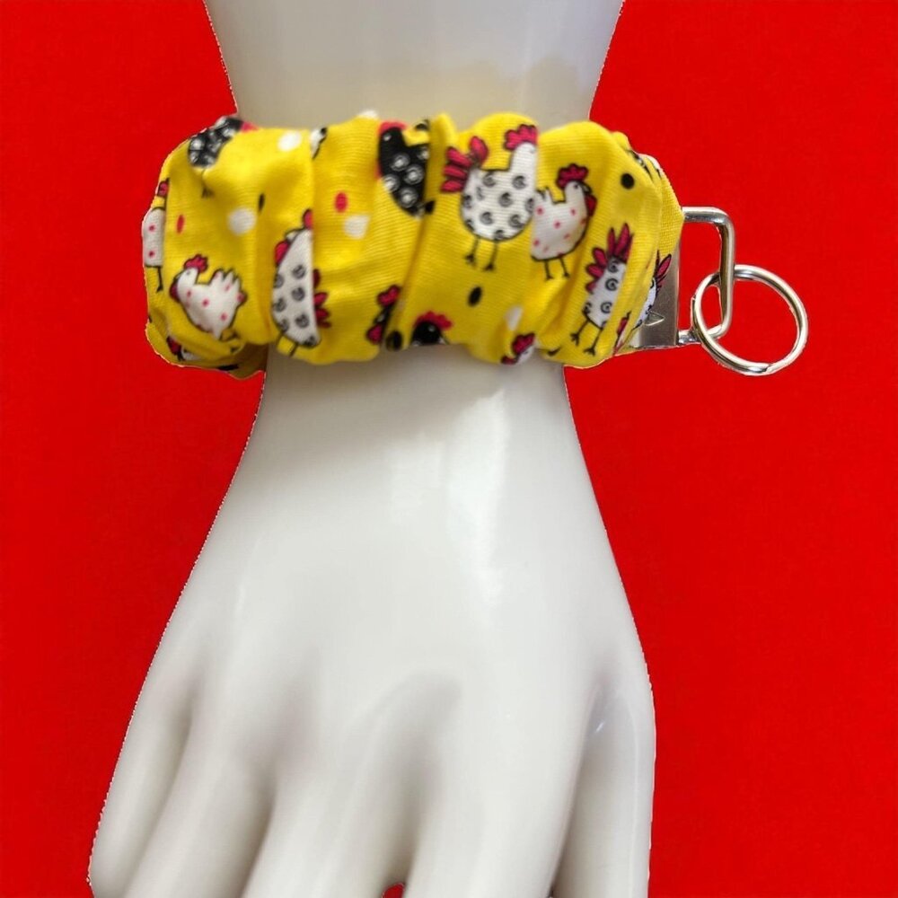 Handmade Scrunchie Keychain Wristlet-Chicken Theme